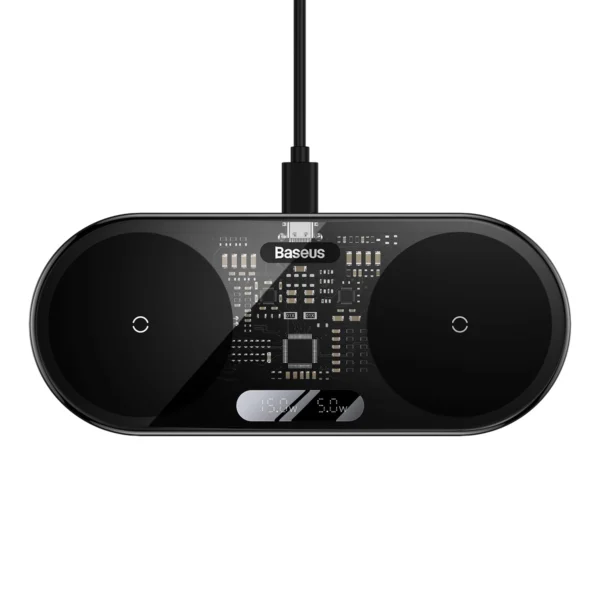 Baseus Digital LED Display dual wireless charger with digital display 20W black (WXSX010101)eng