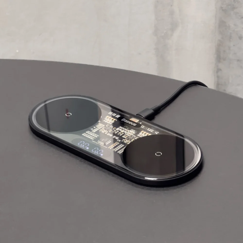 Baseus Digital LED Display dual wireless charger with digital display 20W black (WXSX010101)eng
