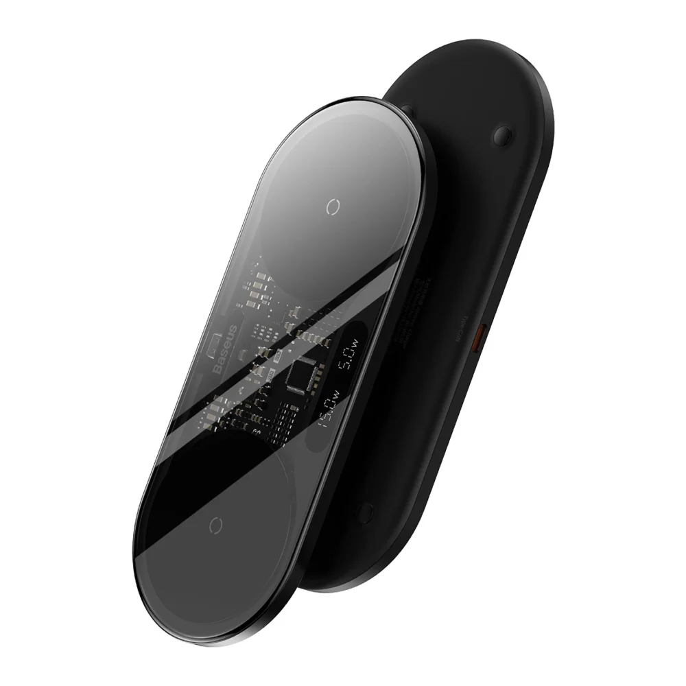 Baseus Digital LED Display dual wireless charger with digital display 20W black (WXSX010101)eng