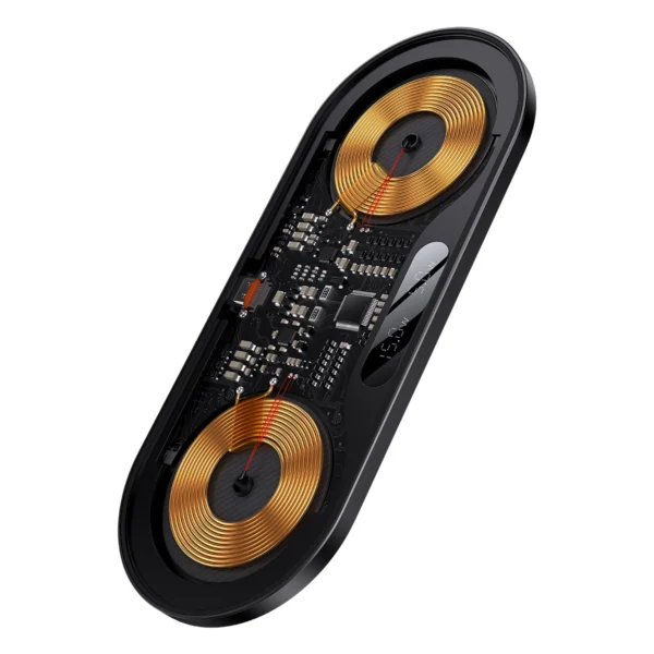 Baseus Digital LED Display dual wireless charger with digital display 20W black (WXSX010101)eng