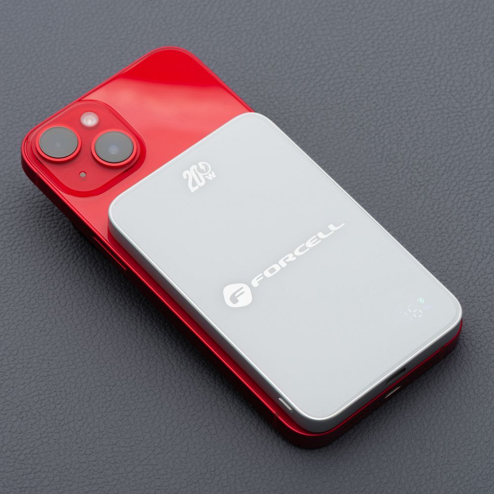 FORCELL F-ENERGY F5K8 Super Slim powerbank compatible with MagSafe PD3.0 QC4.0 15W 5000 mAh white