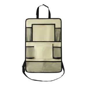 Car organizer for front seats with compartments beige