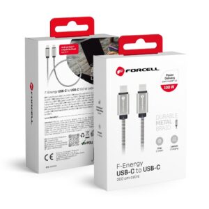 FORCELL F-ENERGY Metal C239 cable Type C to Type C PD QC4.0 5A 100W E-mark 2 m silver