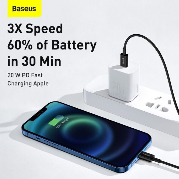 BASEUS cablel Type C to Apple Lightning 8-pin PD20W Power Delivery Superior Series Fast Charging CATLYS-C01 2 meter black