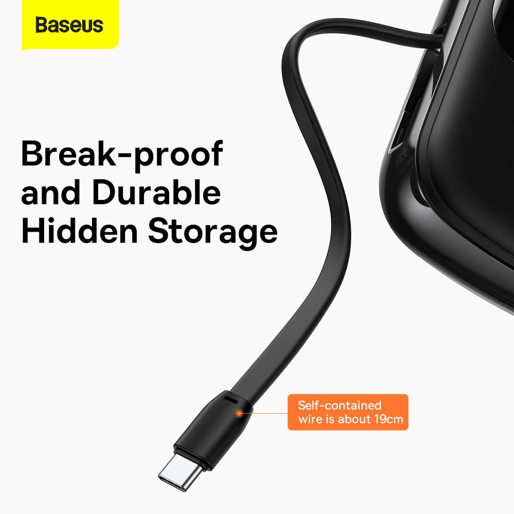 BASEUS powerbank 20 000 mAh with built-in cable + cable USB A to Type C PD QC3.0 3A 22,5W PPQD060301 black