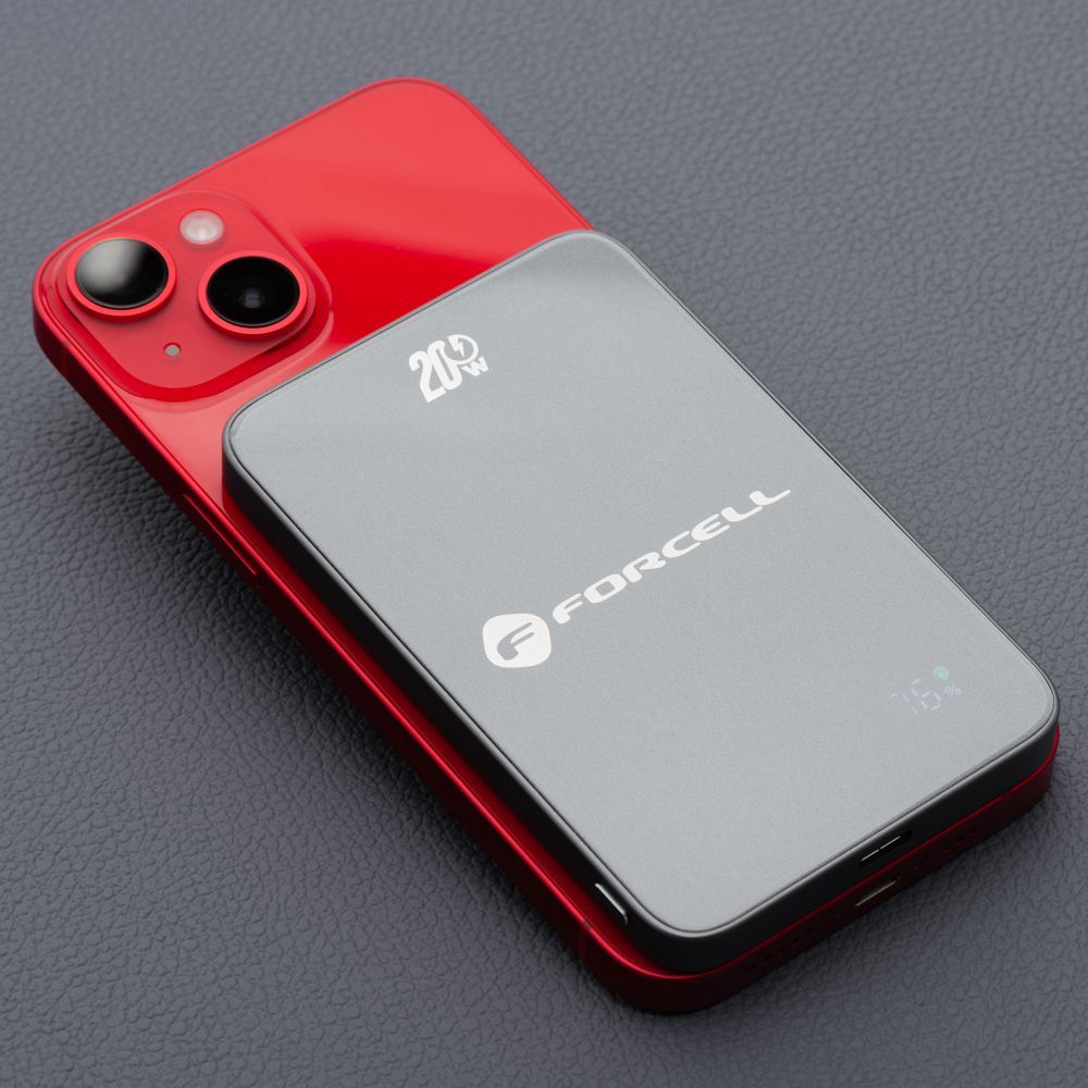 FORCELL F-ENERGY F5K8 Super Slim powerbank compatible with MagSafe PD3.0 QC4.0 15W 5000 mAh grey