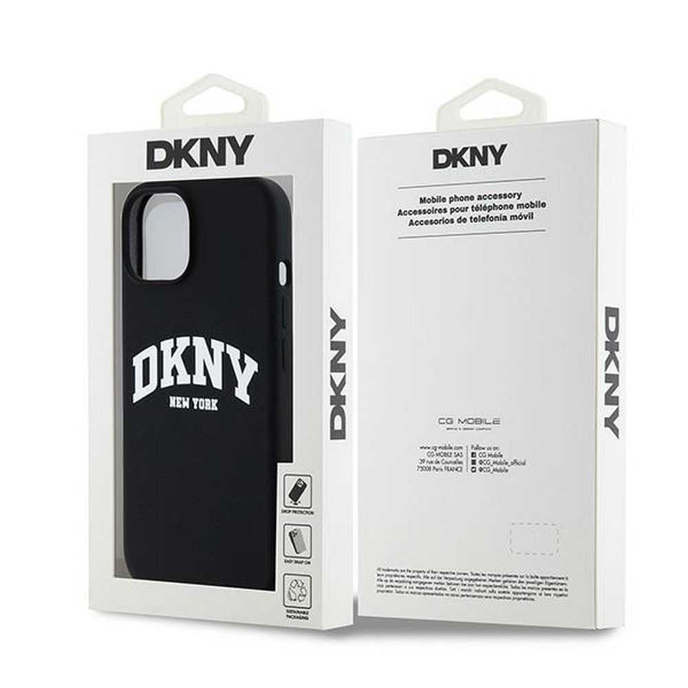 DKNY case for IPHONE 15 compatible with MagSafe DKHMP15SSNYACH (DKNY HC MagSafe Silicone W/White Arch Logo) black