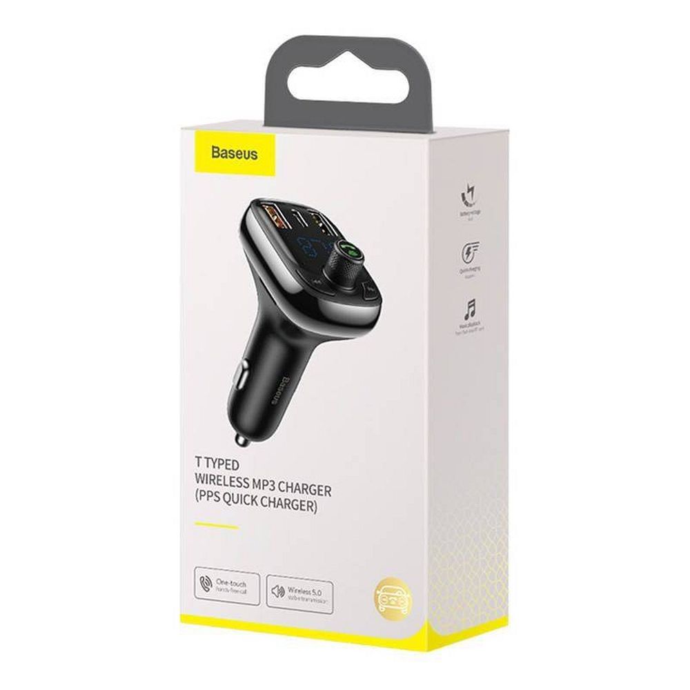 BASEUS car charger 2 x USB A + Type C + transmitter FM BT PD QC4.0 5A 36W S-13 CCMT000101 / CCMT000301 black