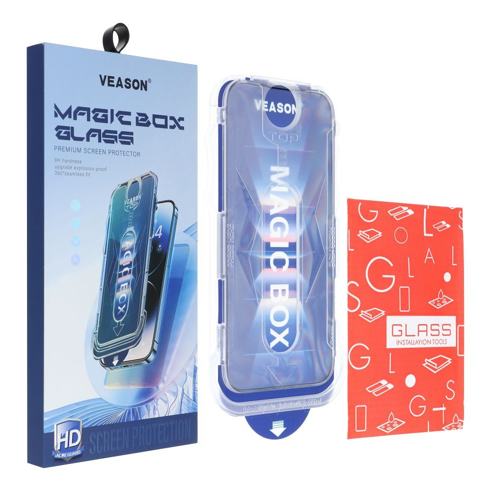 6D Pro Veason Easy-Install Glass + Applicator - for Iphone 17 Pro Max black