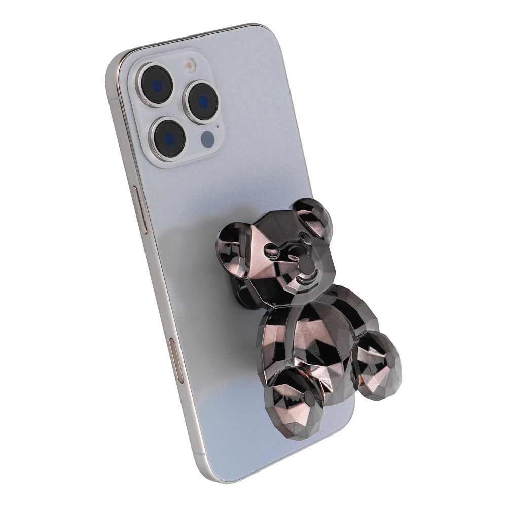 Phone stand BEAR - stick-on - black