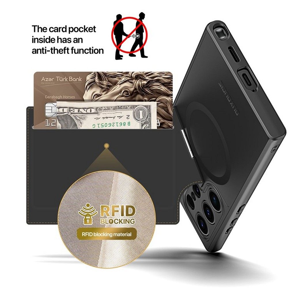 DUX DUCIS case RAFI II MAG with stand compatible with MagSafe for SAMSUNG S24 Ultra black