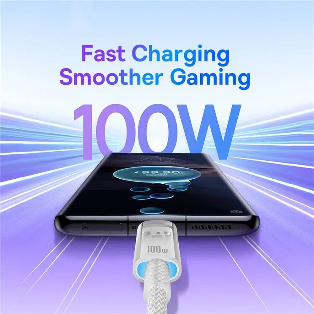 BASEUS cabel Type C to Type C Explorer Fast Charging 100W 1m stellar white P10319703221-00 / CB000043