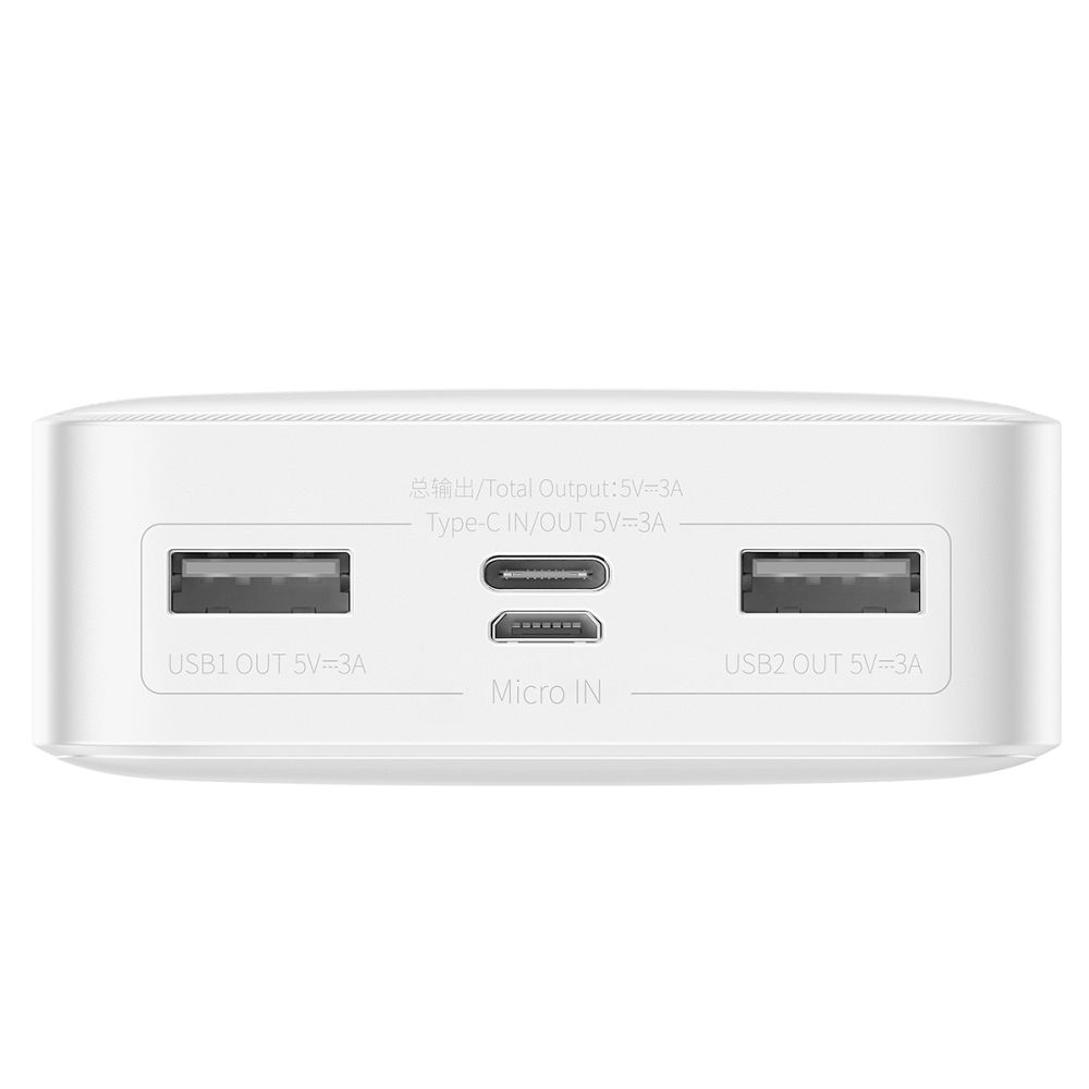 BASEUS powerbank 20000 mAh + cable USB A do Micro USB PD QC3.0 3A 15W PPBD050102 white