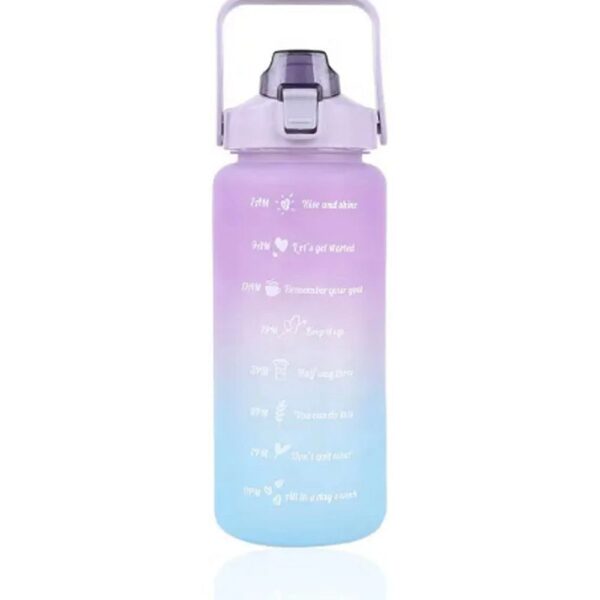 Water bottle with a straw with a motivational measuring 2L RC-K-992 purple blue