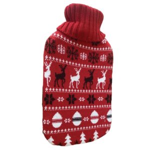 Rubber hot water bottle in a cover "Christmas sweater" pattern 2L RC-K-298 red