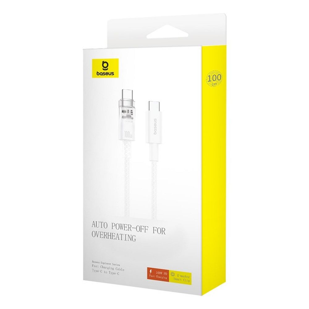 BASEUS cabel Type C to Type C Explorer Fast Charging 100W 2m stellar white P10319703221-00 / CB000043