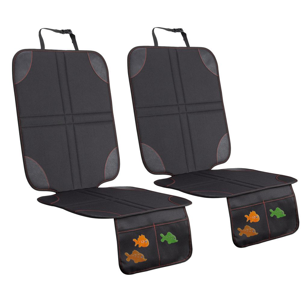 Protective mat for car seat with organizer black
