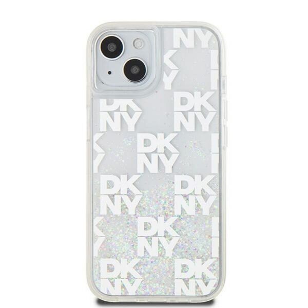 DKNY case for IPHONE 15 DKHCP15SLCPEPT (DKNY HC Liquid Glitters W/Checkered Pattern) white