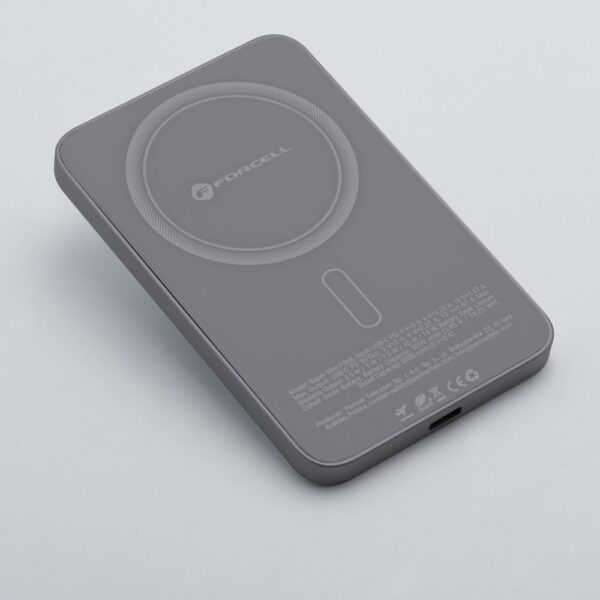 FORCELL F-ENERGY F5K8 Super Slim powerbank compatible with MagSafe PD3.0 QC4.0 15W 5000 mAh grey
