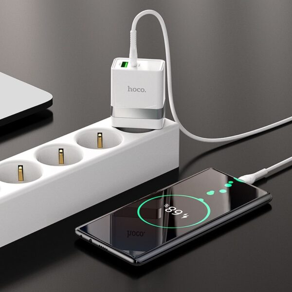 HOCO travel charger USB A + Typ C PD QC3.0 3A 30W N21 white