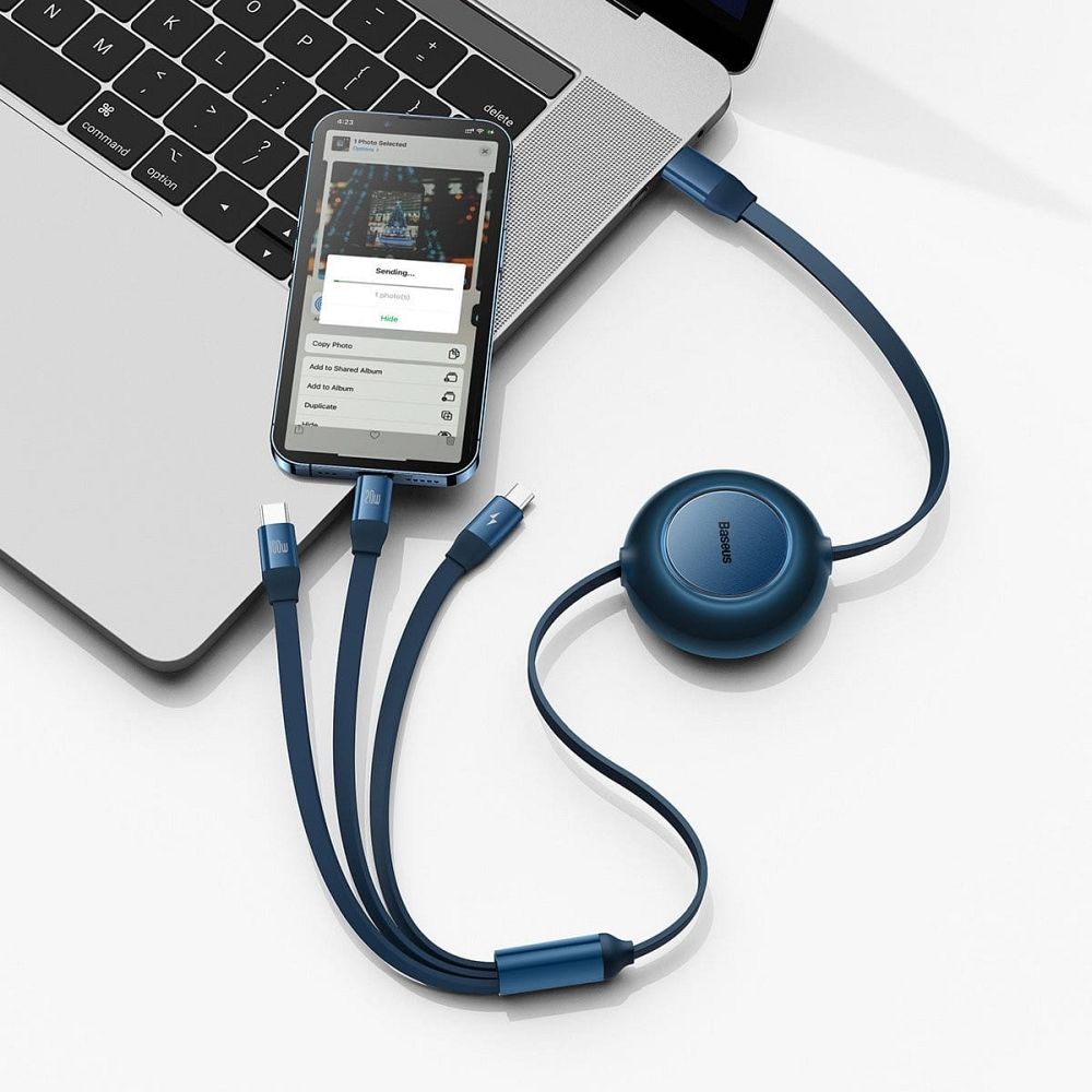 BASEUS cable 3in1 Type C to Micro USB / Lightning / Type C PD QC4.0 3,5A 100W CAMJ010203 1,1 blue