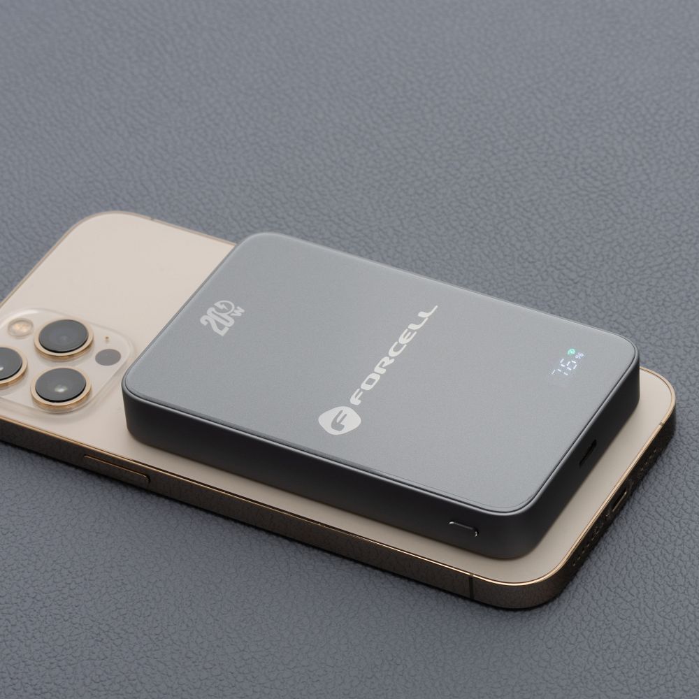 FORCELL F-ENERGY F10K8 Super Slim powerbank compatible with MagSafe PD3.0 QC4.0 15W 10000 mAh grey
