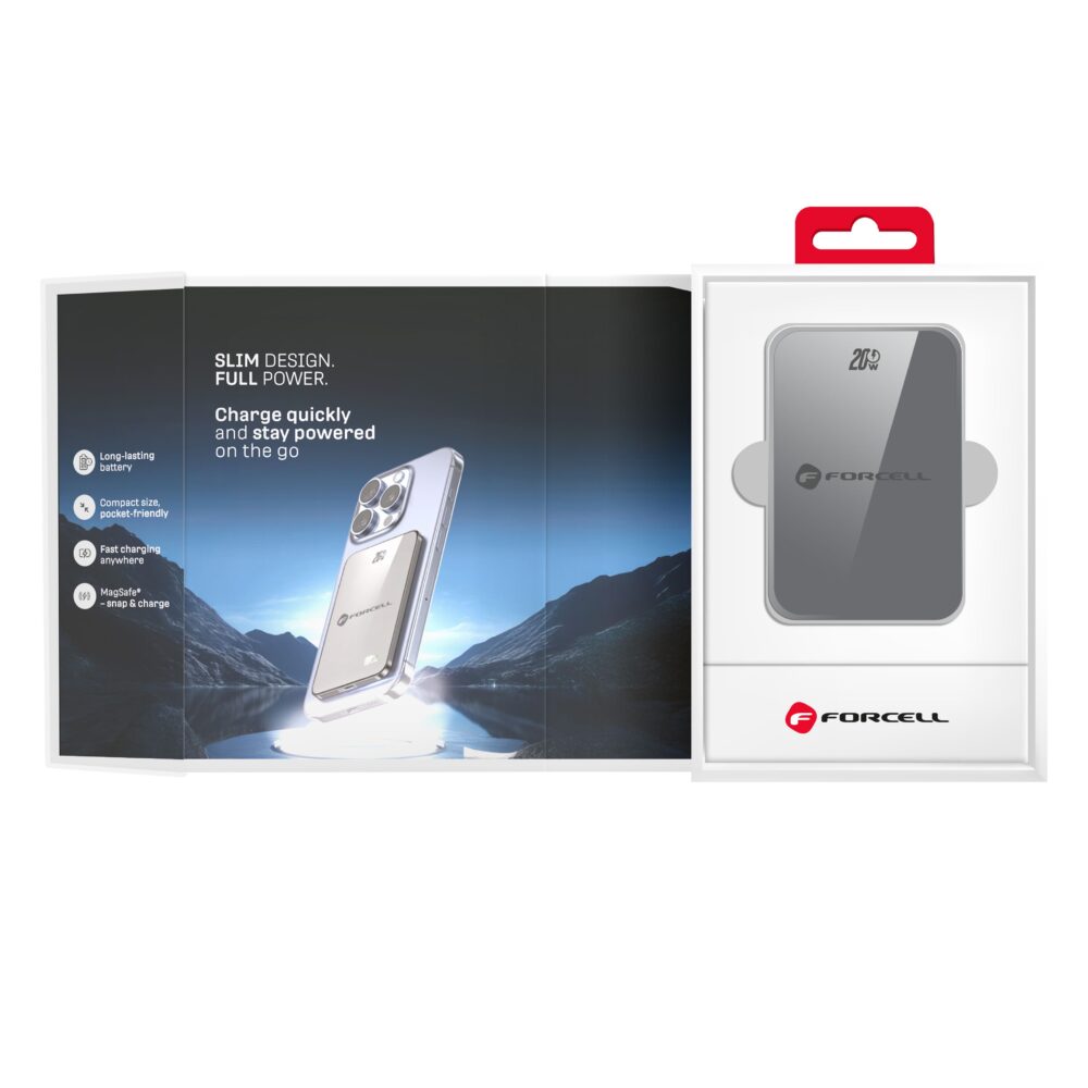 FORCELL F-ENERGY F10K8 Super Slim powerbank compatible with MagSafe PD3.0 QC4.0 15W 10000 mAh grey