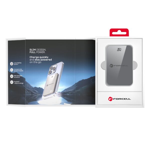 FORCELL F-ENERGY F10K8 Super Slim powerbank compatible with MagSafe PD3.0 QC4.0 15W 10000 mAh grey