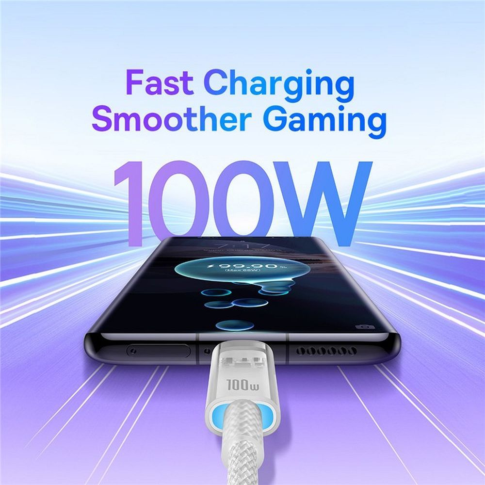 BASEUS cabel Type C to Type C Explorer Fast Charging 100W 2m stellar white P10319703221-00 / CB000043