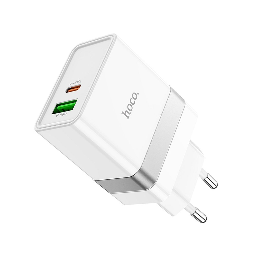 HOCO travel charger USB A + Typ C PD QC3.0 3A 30W N21 white