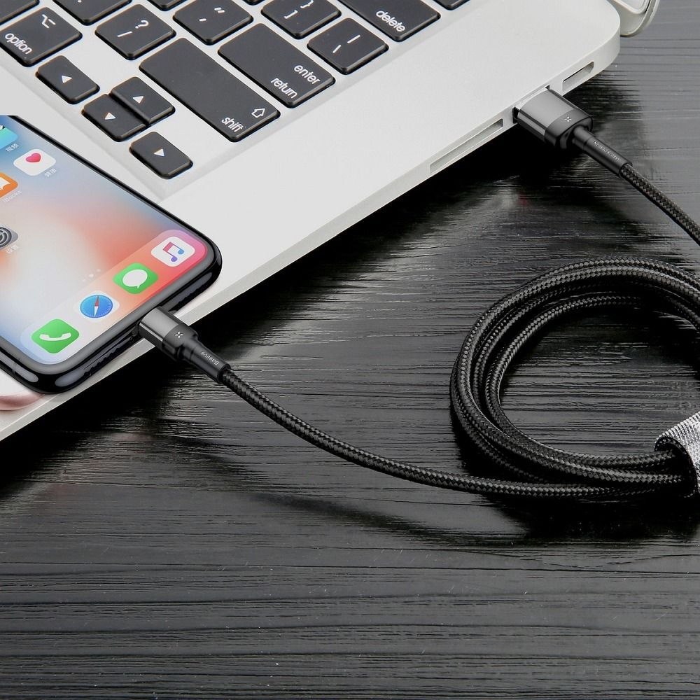 BASEUS cable USB A to Lightning 2,4A Cafule CALKLF-GG1 1 m black gray