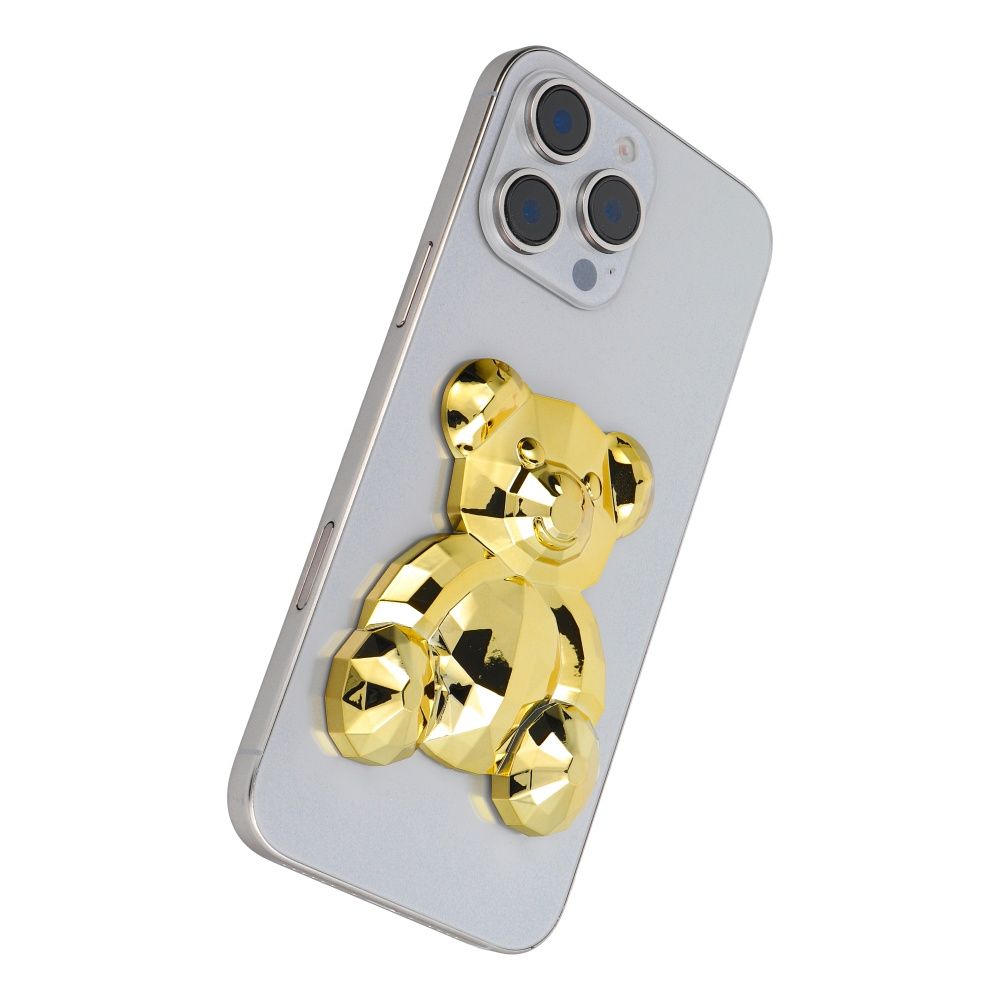 Phone stand BEAR - stick-on - gold