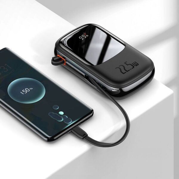 BASEUS powerbank 20 000 mAh with built-in cable + cable USB A to Type C PD QC3.0 3A 22,5W PPQD060301 black