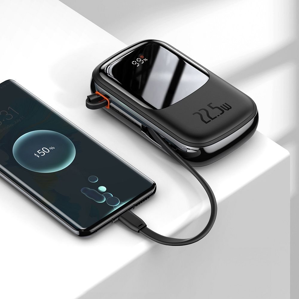 BASEUS powerbank 20 000 mAh with built-in cable + cable USB A to Type C PD QC3.0 3A 22,5W PPQD060301 black