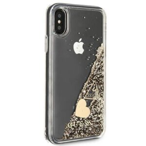 GUESS case for IPHONE X / XS GUOHCPXGLHFLGO (Charms 2 Liquid Glitter) gold