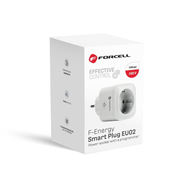 FORCELL F-ENERGY EU02 Smart Plug 230V with WiFi, programmer and Tuya/Amazon Alexa support - white