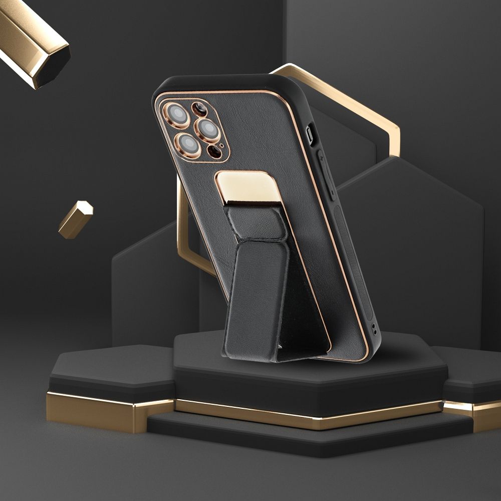 e02b3e099a90d3d6efaa732ff9dd4d97 LEATHER CASE KICKSTAND for IPHONE 15 Plus black