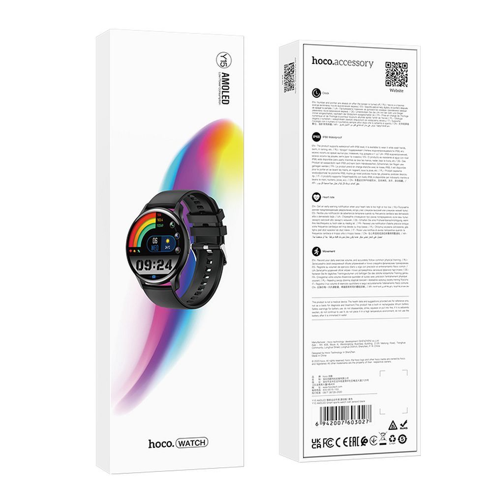 EOL HOCO smartwatch with call function AMOLED Y15 black