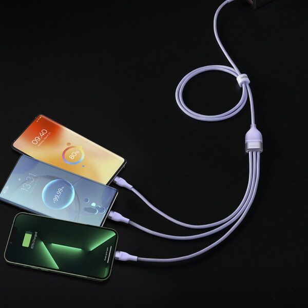 BASEUS cable 3in1 USB A / Typ C to Micro USB / Lightning / Type C PD QC 5A 100W CASS030105 1,2 m purple