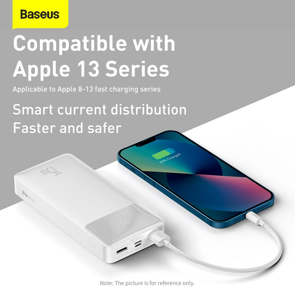 BASEUS powerbank 20000 mAh + cable USB A do Micro USB PD QC3.0 3A 15W PPBD050102 white