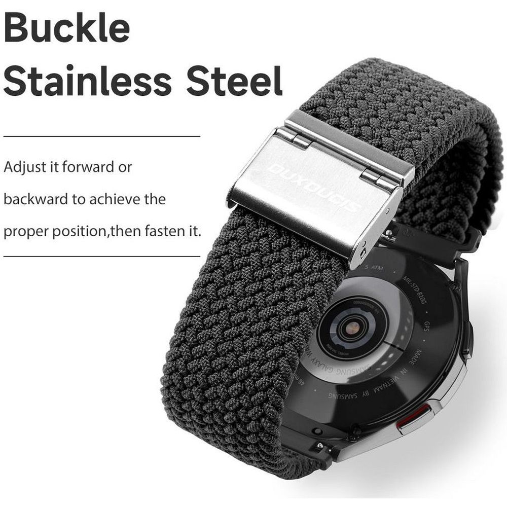 DUX DUCIS strap MIXTURE II stretchable braided 20 mm black