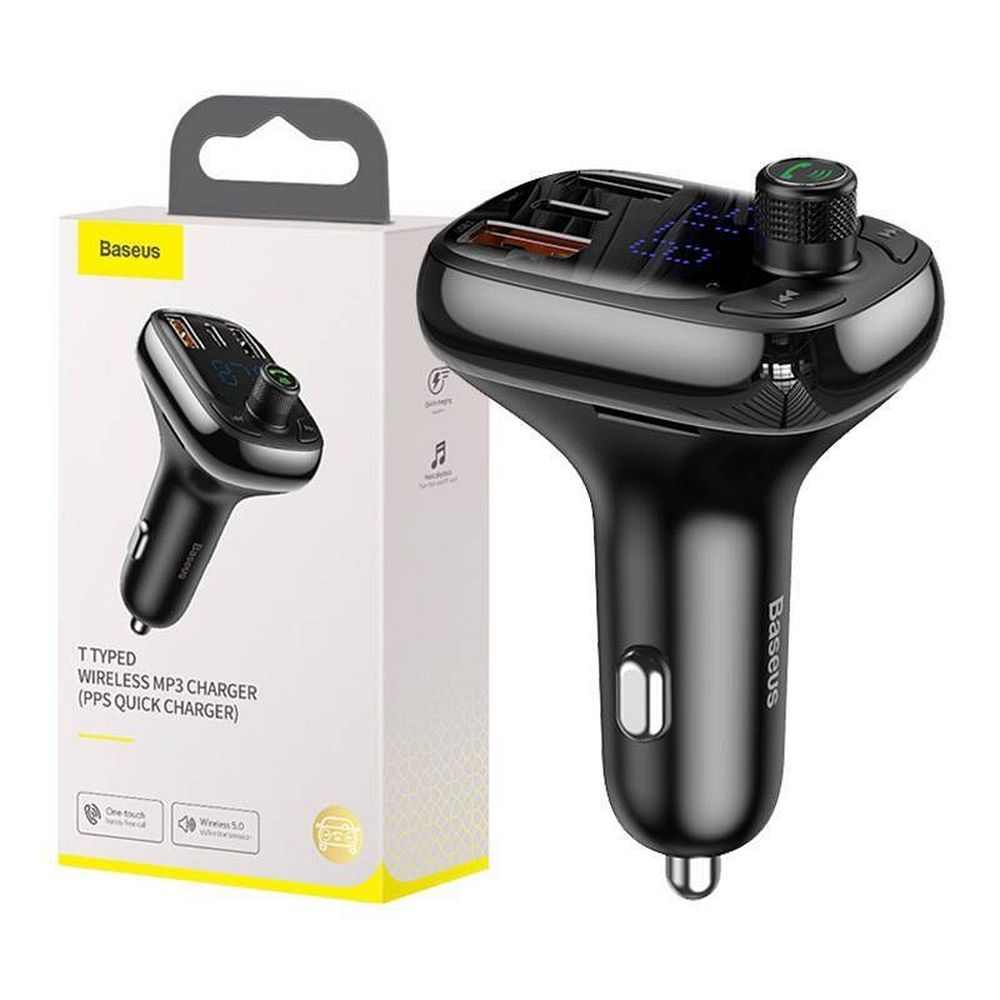 BASEUS car charger 2 x USB A + Type C + transmitter FM BT PD QC4.0 5A 36W S-13 CCMT000101 / CCMT000301 black