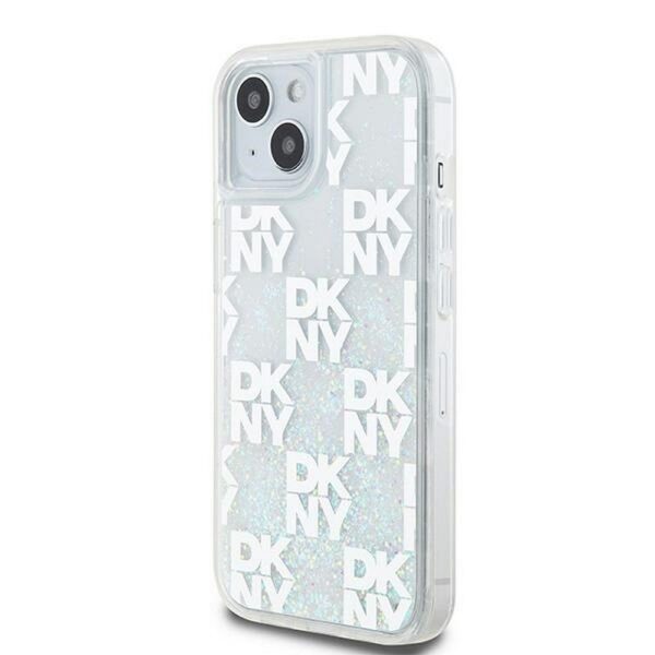 DKNY case for IPHONE 15 DKHCP15SLCPEPT (DKNY HC Liquid Glitters W/Checkered Pattern) white