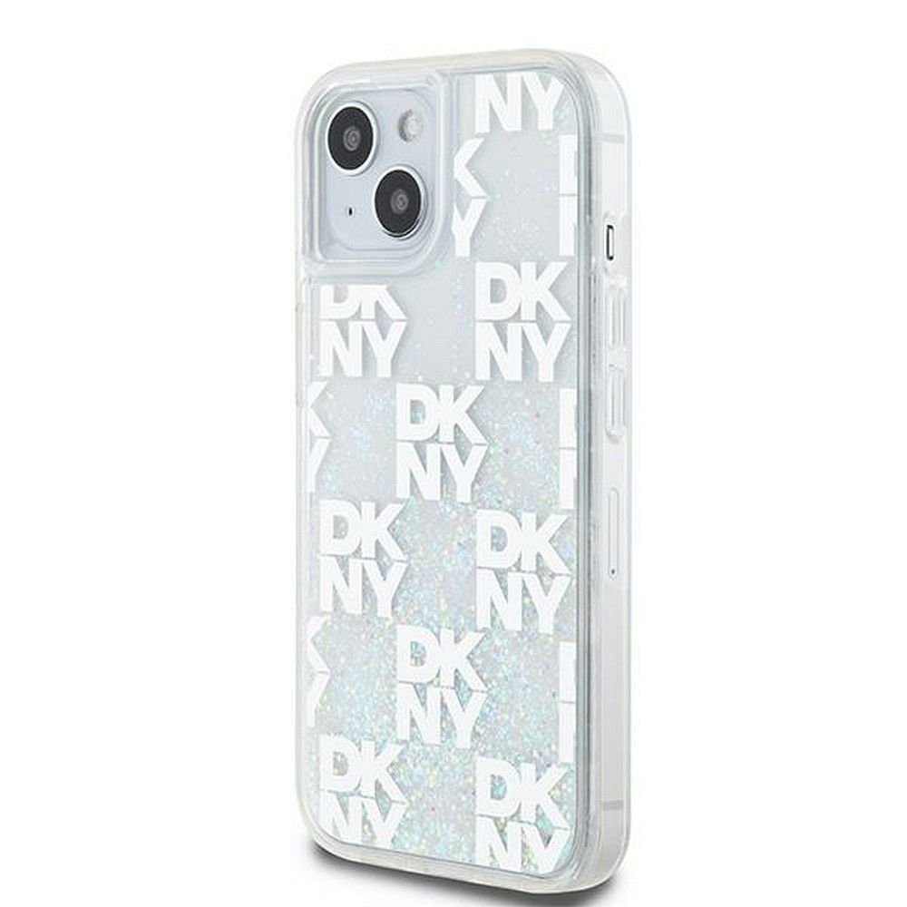 DKNY case for IPHONE 15 DKHCP15SLCPEPT (DKNY HC Liquid Glitters W/Checkered Pattern) white