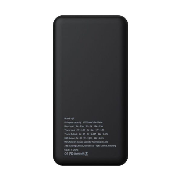 PURIDEA powerbank 10 000 mAh PD QC3.0 3A 20W Q6 black