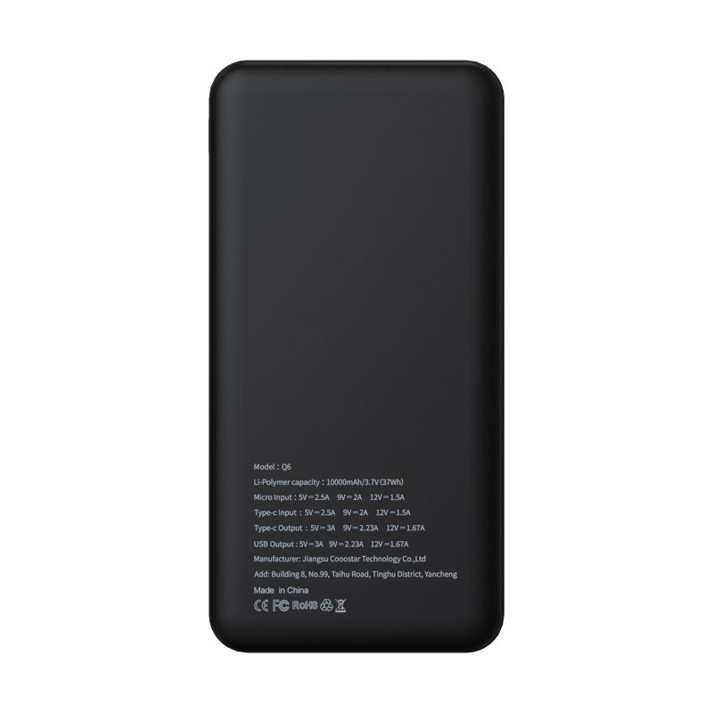 PURIDEA powerbank 10 000 mAh PD QC3.0 3A 20W Q6 black