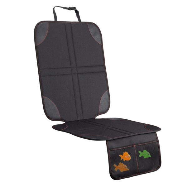 Protective mat for car seat with organizer black