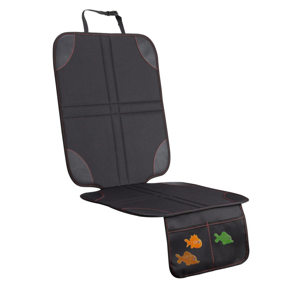 Protective mat for car seat with organizer black