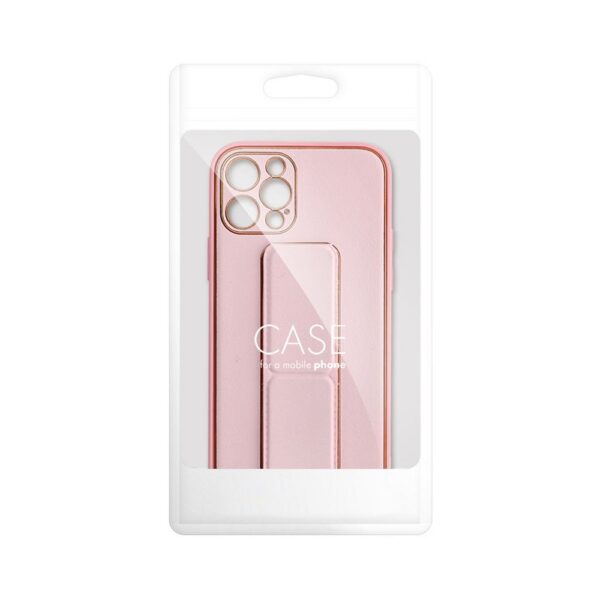 LEATHER CASE KICKSTAND for IPHONE 15 Plus pink