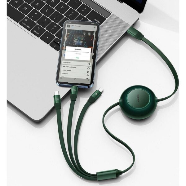 BASEUS cable 3in1 Type C to Micro USB / Lightning / Type C PD QC4.0 3,5A 100W CAMJ010206 1,1 m green